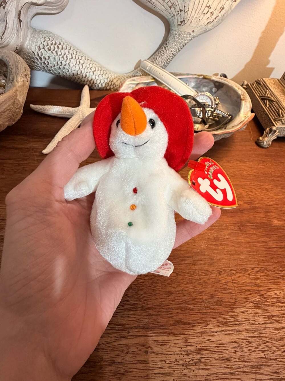 Ty Jingle Beanies Chillin The Snowman Plush Ornament NWT